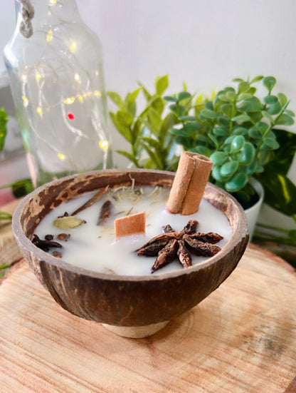 coconut shell herbs infused candle