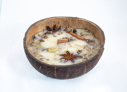 coconut shell herbs infused candle